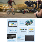 FEELWORLD S55E 5.5 Inch DSLR Camera Field Video Monitor FHD IPS Support 4K HDMI Input Output Tilt Arm Power Output