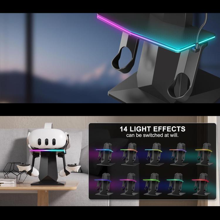 WG67 RGB Cool Lighting VR Display Stand, For Meta Quest 2 / 3 / 3S