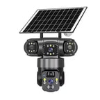 V380 Pro 2MP Panoramic 360 Degrees Triple Lens Wireless WiFi Solar Powered Surveillance Camera