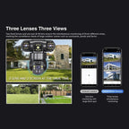V380 Pro 2MP Panoramic 360 Degrees Triple Lens Wireless WiFi Solar Powered Surveillance Camera