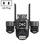 ICSee Triple-Lens 3MP Wireless WiFi Security Camera, Three-Screen Panoramic PTZ IP Camera with Full-Color Night Vision, US Plug, EU Plug