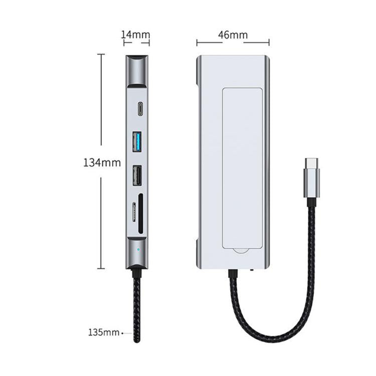 8 in 1 HUB USB-C to M.2 SSD Enclosure + HDTV + 2 x USB 3.2+ Audio + PD + SD/TF Card Reader, 8 in 1 with USB 3.2 + USB 3.2