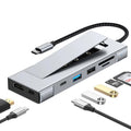 8 in 1 HUB USB-C to M.2 SSD Enclosure + HDTV + USB 3.2 + USB 2.0 + PD + SD/TF Card Reader, 8 in 1 with USB 3.2 + USB 2.0