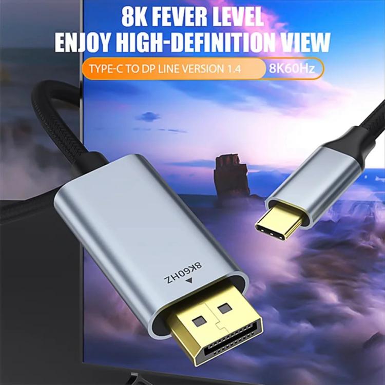 Type-C to DisplayPort 1.4 Ultra HD 8K Video Adapter Braided Cable, 1m, 2m, 1m 8K Bidirectional, 1.5m 8K Bidirectional, 2m 8K Bidirectional, 3m 8K Bidirectional