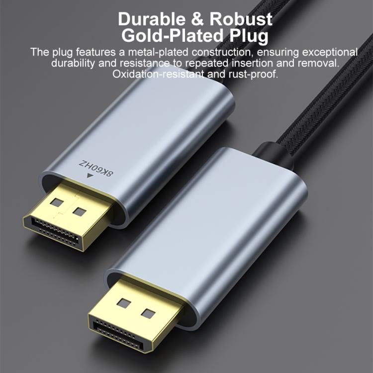 Type-C to DisplayPort 1.4 Ultra HD 8K Video Adapter Braided Cable, 1m, 2m, 1m 8K Bidirectional, 1.5m 8K Bidirectional, 2m 8K Bidirectional, 3m 8K Bidirectional