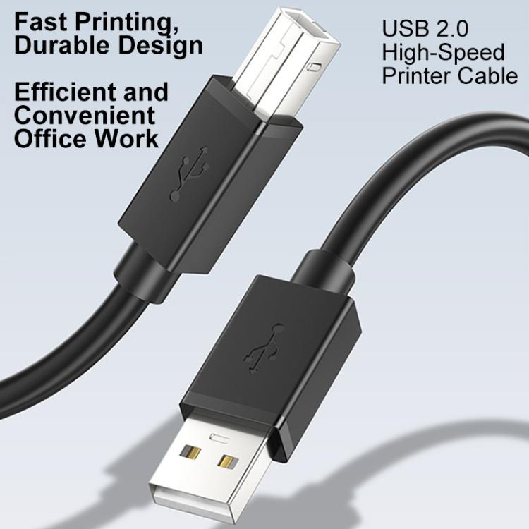 USB 2.0 High-Speed USB-A to USB-B Printer Cable For Scanners, Desktop Printers, and Digital Devices, 0.5m, 1m, 1.5m, 2m, 3m, 5m, 8m, 10m