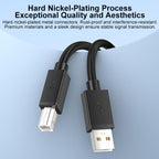 USB 2.0 High-Speed USB-A to USB-B Printer Cable For Scanners, Desktop Printers, and Digital Devices, 0.5m, 1m, 1.5m, 2m, 3m, 5m, 8m, 10m