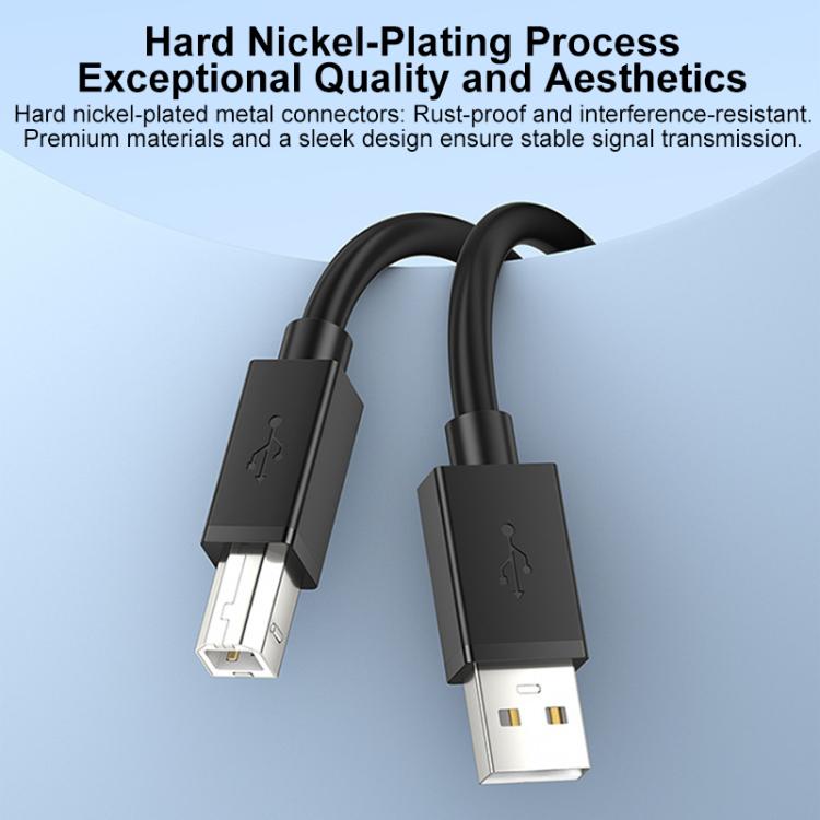 USB 2.0 High-Speed USB-A to USB-B Printer Cable For Scanners, Desktop Printers, and Digital Devices, 0.5m, 1m, 1.5m, 2m, 3m, 5m, 8m, 10m
