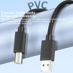 USB 2.0 High-Speed USB-A to USB-B Printer Cable For Scanners, Desktop Printers, and Digital Devices, 0.5m, 1m, 1.5m, 2m, 3m, 5m, 8m, 10m