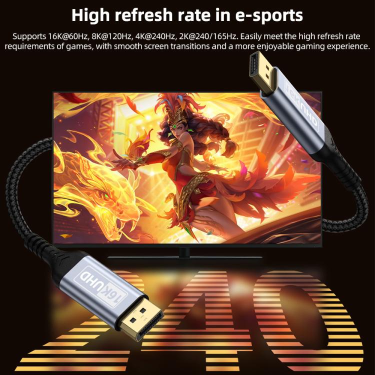DP to DP 2.1 16K Gaming HD Cable Monitor Adapter Cable, 1m, 2m, 3m, 5m