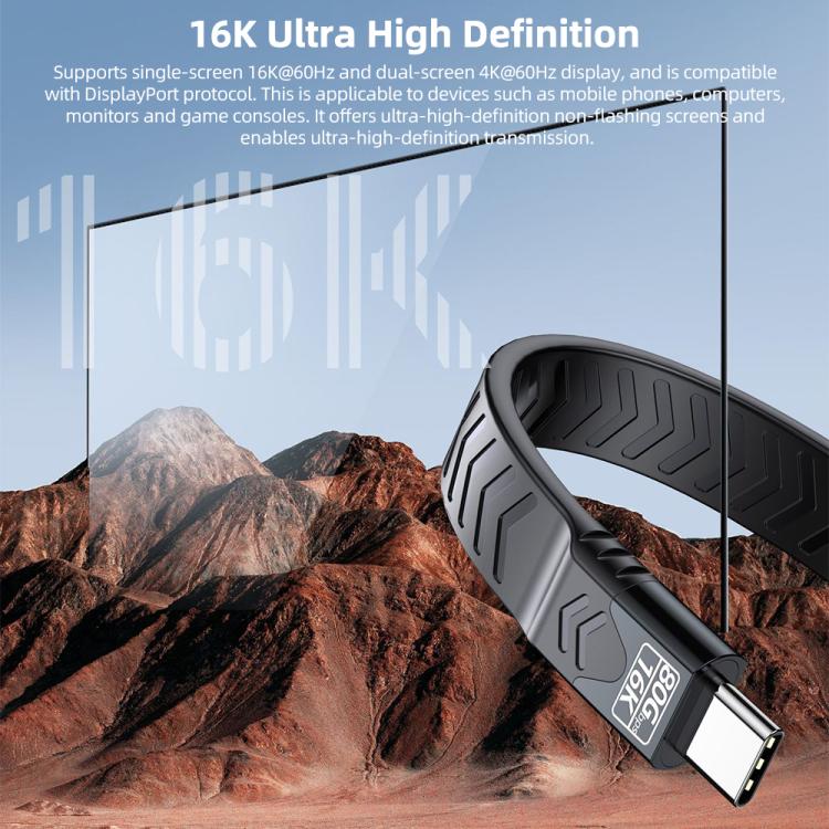 USB5 240W 16K 80Gbps Type-C to Type-C For Thunderbolt 5 Full Function FPC Cable Data Cable