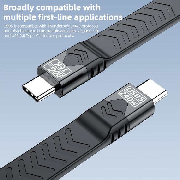 USB5 240W 16K 80Gbps Type-C to Type-C For Thunderbolt 5 Full Function FPC Cable Data Cable