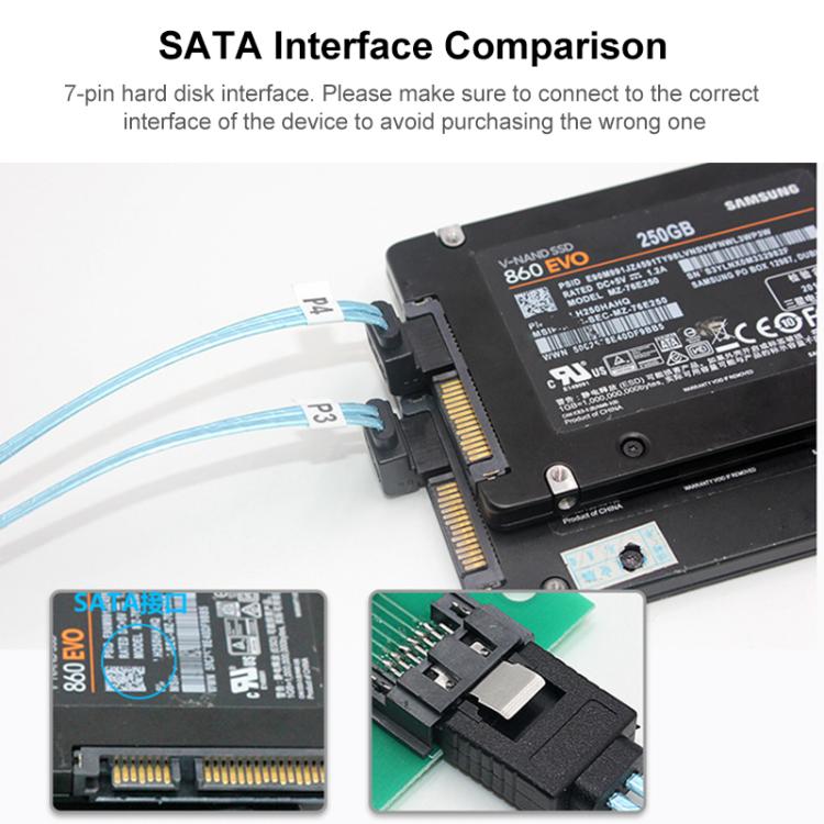 WG174 4 x SATA Straight Head to 4 x SATA Elbow 6Gbps Cable, 0.5m, 1m
