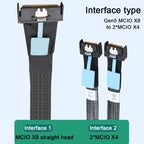 WG185 SlimeSAS MCIOx8 to 2xMCIOx4 Gen5MCIOx8 Server Data Adapter Cable, SlimeSAS MCIOx8 to 2xMCIOx4 Gen5MCIOx8