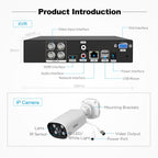 SriHome NVS007-AHD006B 2MP HD 4-CH XVR NVR Camera Network Video Recorder Kit, EU Plug, US Plug, UK Plug, AU Plug