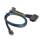 Oculink SFF-8611 to U.2 SFF-8639 SSD Connection Cable SATA 15 Pin PCIe 4.0 Power Server Cable, 0.5m, 0.7m