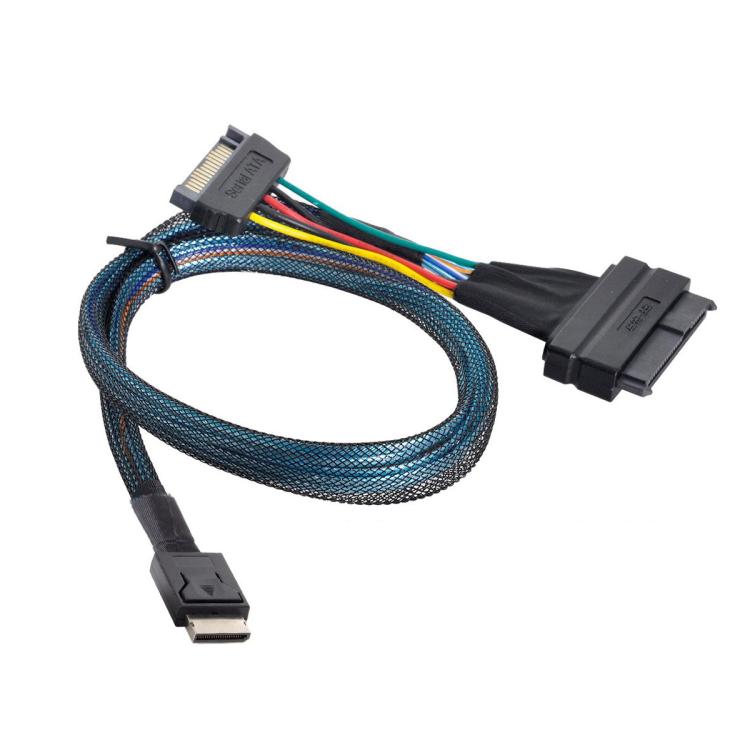 Oculink SFF-8611 to U.2 SFF-8639 SSD Connection Cable SATA 15 Pin PCIe 4.0 Power Server Cable, 0.5m, 0.7m