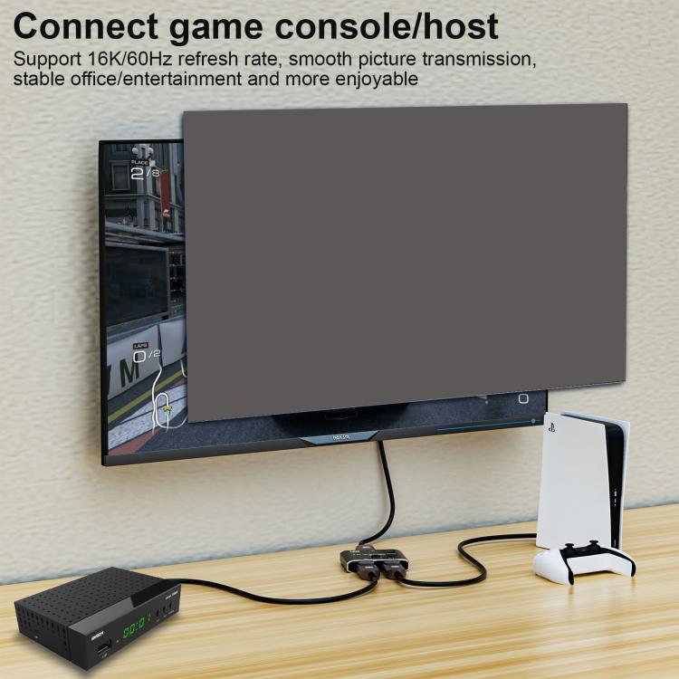 WG234 2 In 1 Outt DP 16K Bi-Direction Switcher Ultra-HD Video Converter, 16K Switcher(Black)