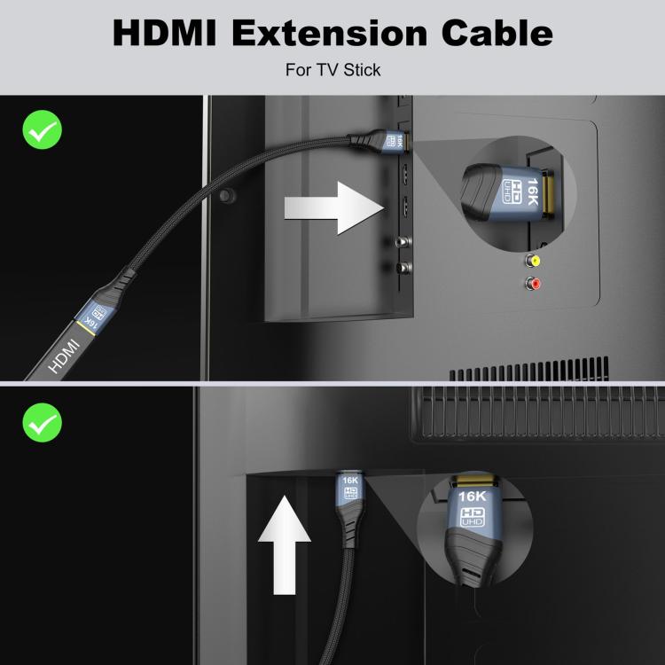 WG236 HDMI 2.2 Male to HDMI 2.2 Female 16K 60HZ HD Adapter Cable, 0.5m, 1m, 1.5m, 2m