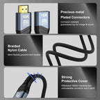 WG236 HDMI 2.2 Male to HDMI 2.2 Female 16K 60HZ HD Adapter Cable, 0.5m, 1m, 1.5m, 2m
