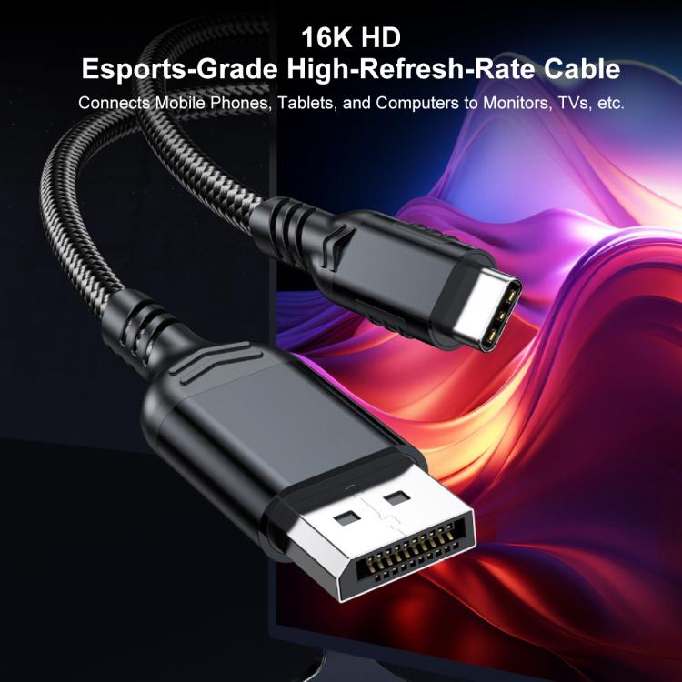 WG226 16K Ultra HD Type-C to DP 2.1 Display Cable Thunderbolt Adapter Cable No Logo, 1.5m No Logo, 1.8m No Logo