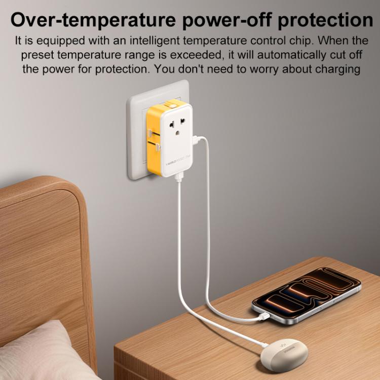 MOMAX UA32 1-World Pocket 25W 4-Port Ultra-thin GaN Universal Travel Adapter, AU Plug, EU Plug, UK Plug, US Plug