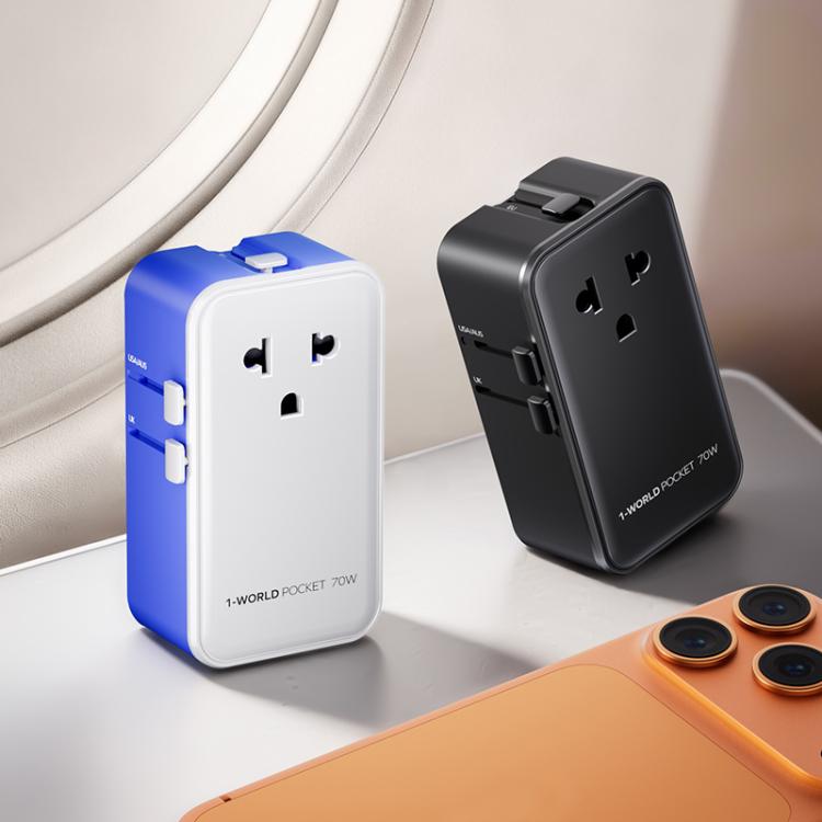 MOMAX UA36 1-World Pocket 70W 4-Port Ultra-Thin GaN Universal Travel Adapter, AU Plug, EU Plug, UK Plug, US Plug