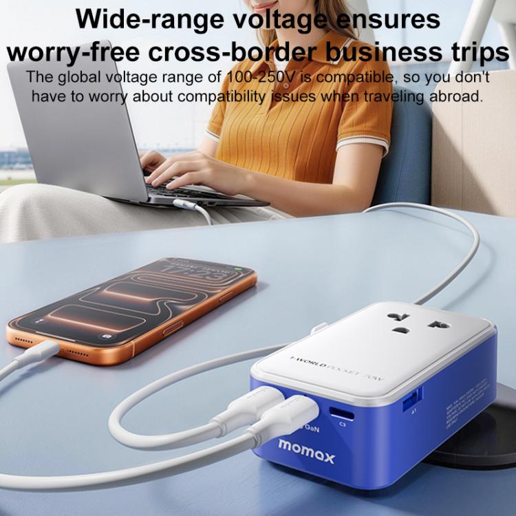 MOMAX UA36 1-World Pocket 70W 4-Port Ultra-Thin GaN Universal Travel Adapter, AU Plug, EU Plug, UK Plug, US Plug