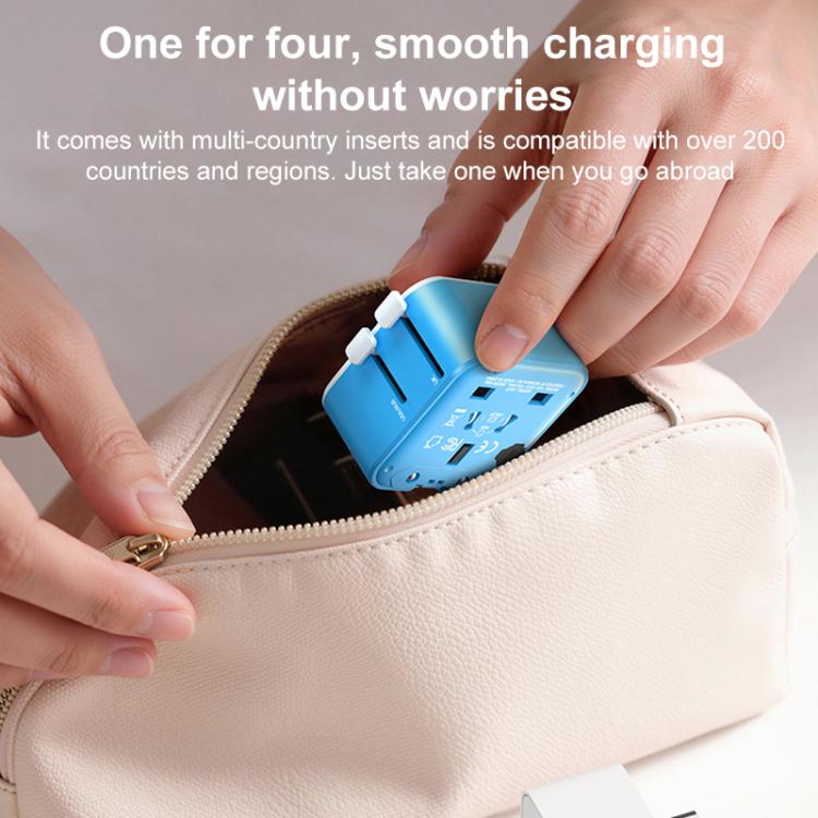 MOMAX UA37 1-World Pocket Mini Ultra-thin Universal Travel Adapter, AU Plug, EU Plug, UK Plug, US Plug