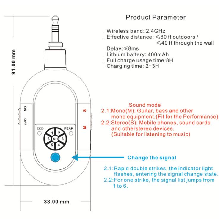 MT-M1 Portable Wireless In-Ear Monitoring System for Stage 1 TX & 1 RX, MT-M1