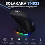 SOLAKAKA SM822 Tri-Mode 24000DPI 1000Hz Wireless Gaming Mouse with RGB Charging Dock