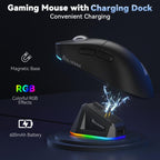 SOLAKAKA SM822 Tri-Mode 24000DPI 1000Hz Wireless Gaming Mouse with RGB Charging Dock