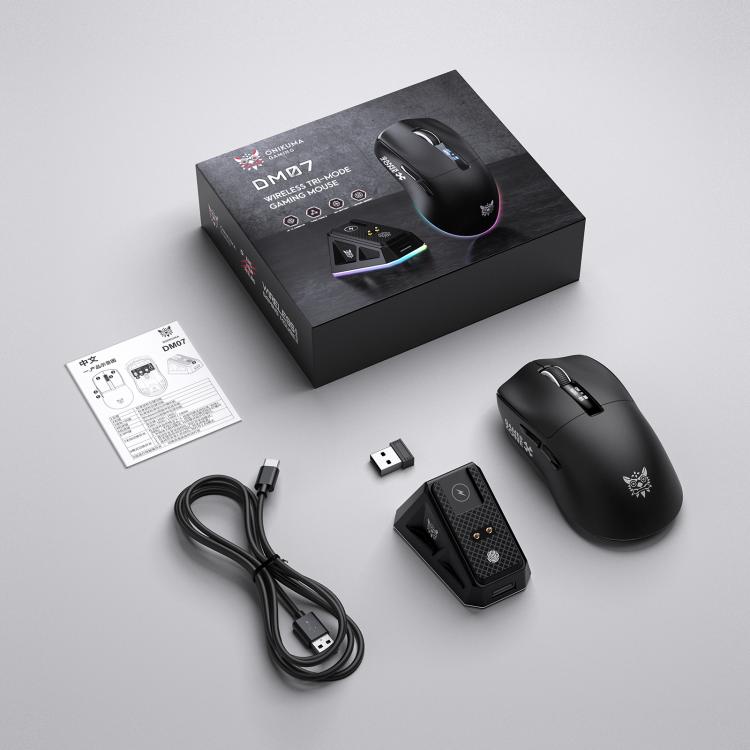 ONIKUMA DM07 24000DPI 2.4GHz, Wireless and Wired Tri-mode Mouse with RGB Magnetic Charging Dock