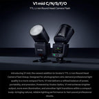 Godox V1 Mid TTL Li-ion Round Head Camera Flash, For Canon, For Nikon, For Sony, For FUJIFILM, For Olympus