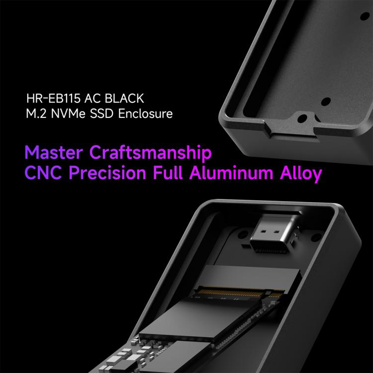 THERMALRIGHT HR-EB115 M.2 NVMe SSD Enclosure with USB to Type-C Cable & Type-C to Type-C Cable, EB115 A-C & C-C Cable