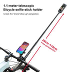 Aluminum Quick-Adjust Bicycle Extension Bar Mount, Phone Clamp Kit, Handlebar Tube Kit, Tube with Phone Clamp + Stick, Stick Tube Phone Clamp Combo Set