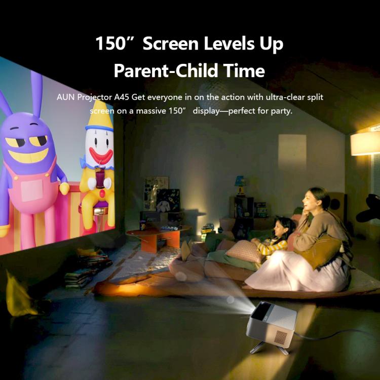 AUN A45 Pro 1080P Android ATV OS Smart Projector, EU Plug, US Plug, UK Plug, AU Plug