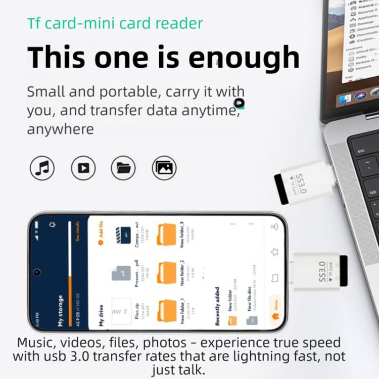 Type-C to TF Card Mini Super Speed USB3.0 Card Reader, Type-C to TF Card