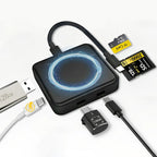 6 in 1 PD 100W, Dual Type-C, TF, SD Card, USB-A Port Multifunctional Magnetic HUB Dock Station, Type-C to PD 100W, Dual Type-C, TF, SD Card, USB-A Port