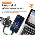 6 in 1 PD 100W, Dual Type-C, TF, SD Card, USB-A Port Multifunctional Magnetic HUB Dock Station, Type-C to PD 100W, Dual Type-C, TF, SD Card, USB-A Port