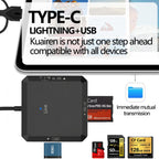 USB, Type-C, 8 Pin to USB-A, Type-C, TF, SD, MS, CF Card Multifunctional Card Reader HUB Docking, USB, Type-C, 8 Pin to USB-A, Type-C, TF, SD, MS, CF Card