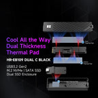 THERMALRIGHT HR-EB109 M.2 NVMe / SATA Dual Protocol SSD Enclosure with USB to Type-C Cable & Type-C to Type-C Cable, EB109 Dual Protocol Dual Cable