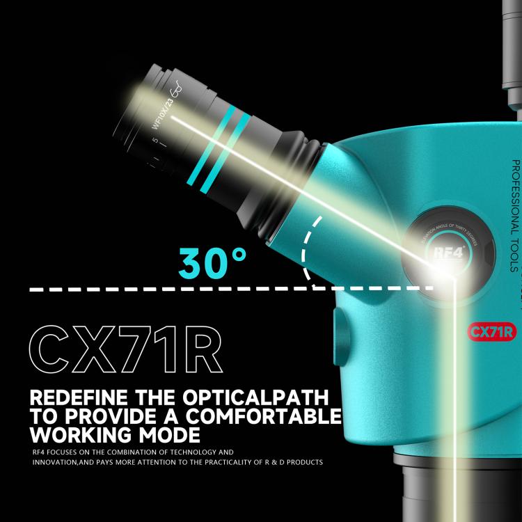 RF4 RF-CX71R 6.5-65X Ergonomic Design Trinocular Stereo Microscope with Big Aluminum Alloy Base, RF-CX71R