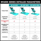 RF4 RF-55PM-B52 6.5-55X Synchronous Zoom Trinocular Stereo Microscope, RF-55PM-B52