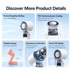 Y38 199-Level Smart Digital Display Sliding Adjustment Mini Tri-Fold Handheld Cooling Fan