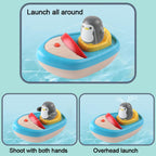 360-degree Rotating Electric Water-spraying Penguin Boat Children Bath Toy