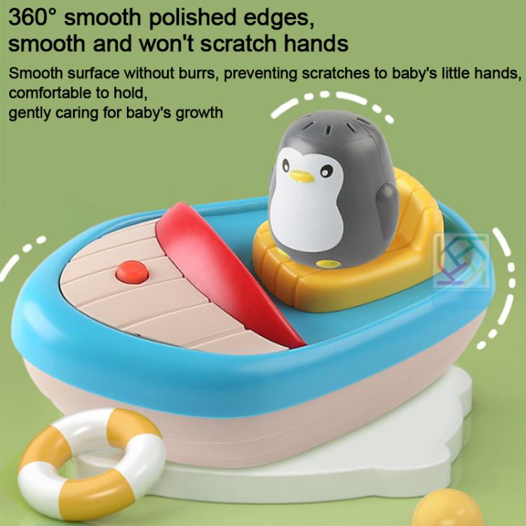 360-degree Rotating Electric Water-spraying Penguin Boat Children Bath Toy