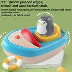 360-degree Rotating Electric Water-spraying Penguin Boat Children Bath Toy