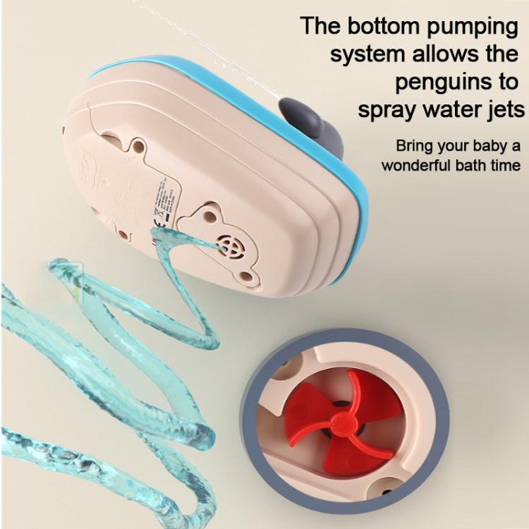 360-degree Rotating Electric Water-spraying Penguin Boat Children Bath Toy