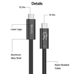 Yesido CA211 240W 16K 60Hz Type-C to Type-C Thunderbolt 5 Full Function Data Cable, 1m
